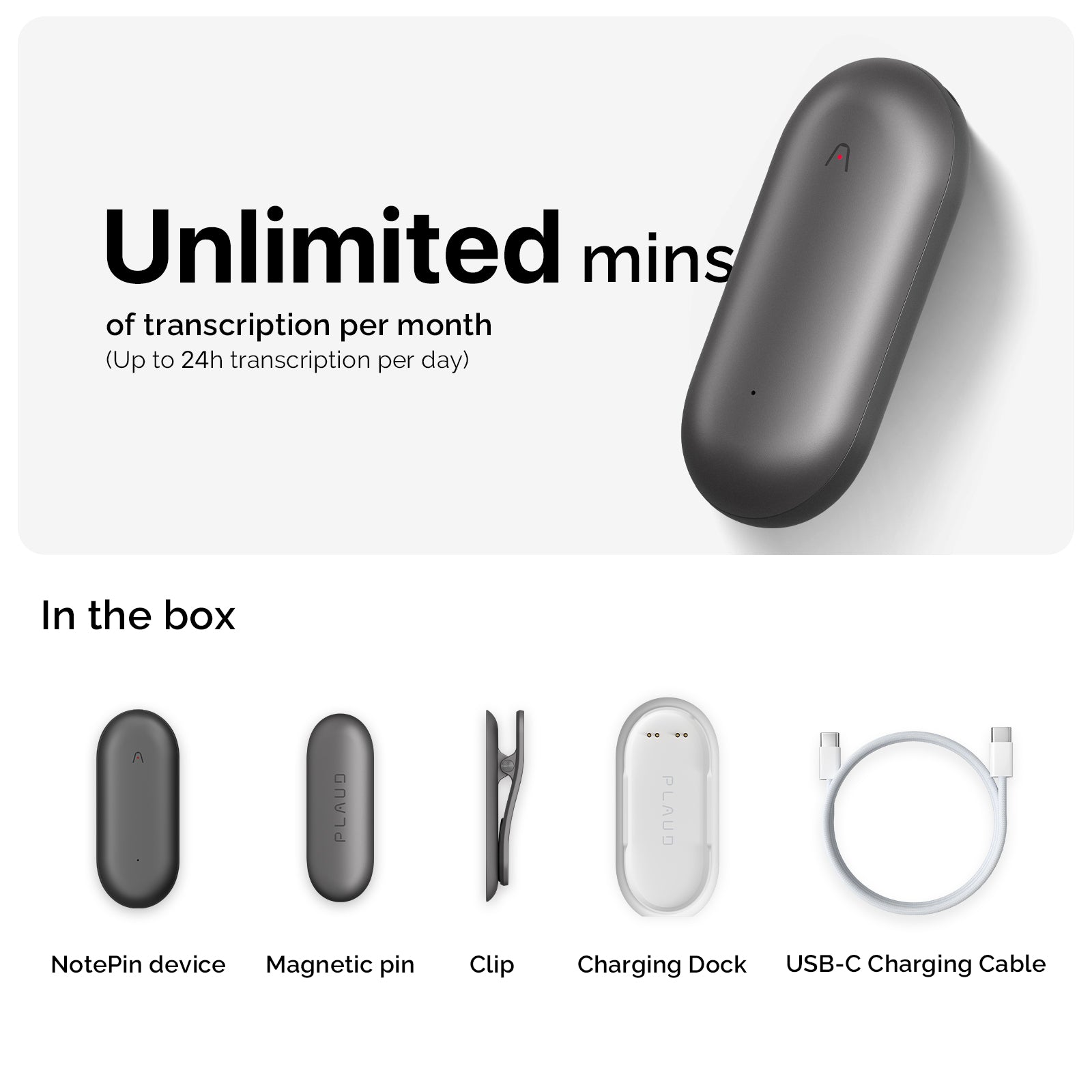 Plaud NotePin & AI Annual Unlimited Plan