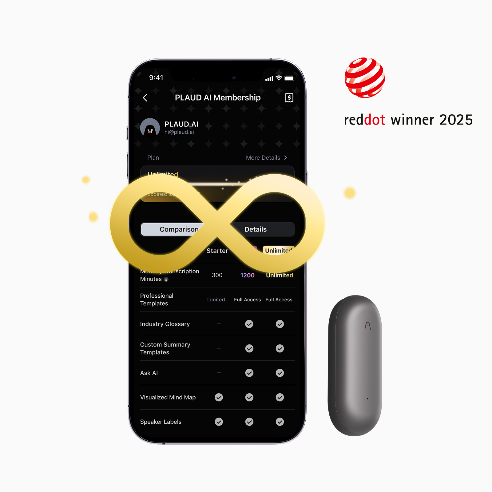Plaud NotePin & AI Annual Unlimited Plan