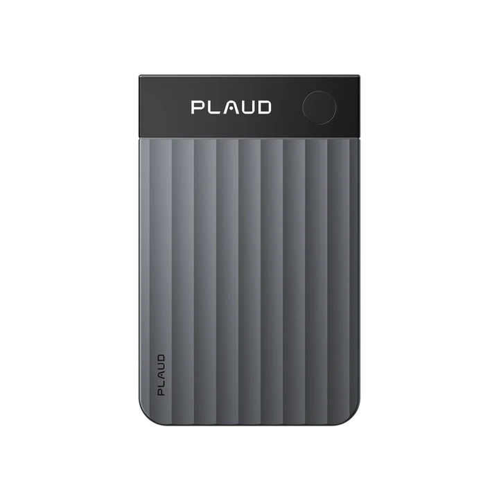 Plaud Note Pro AI voice recorder device in stylish gray for recording meetings, phone calls and transcribing conversations
