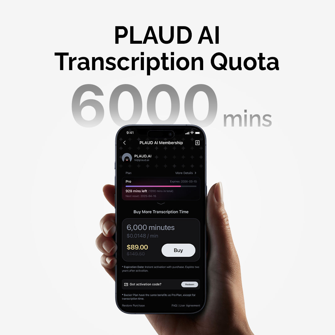 Plaud Intelligence Add-On Extension (6,000 mins)